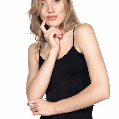 Siyah Emay 5001 Soft İp Askılı Uzun Atlet