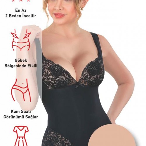 Ten Emay 2947 Dantelli Agraflı Body Korse