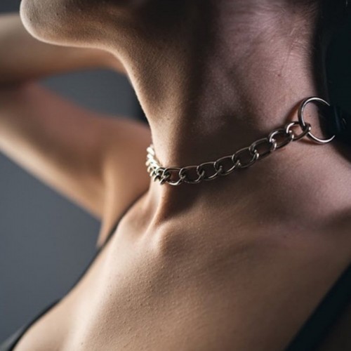 Zincir Detaylı Şık Deri Choker Tasma - APFT679